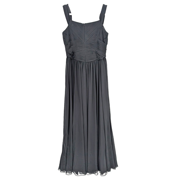 VTG Basix Black Sheer Chiffon Layered Twist Front Glam Pleated Event Maxi Gown - Picture 2 of 9